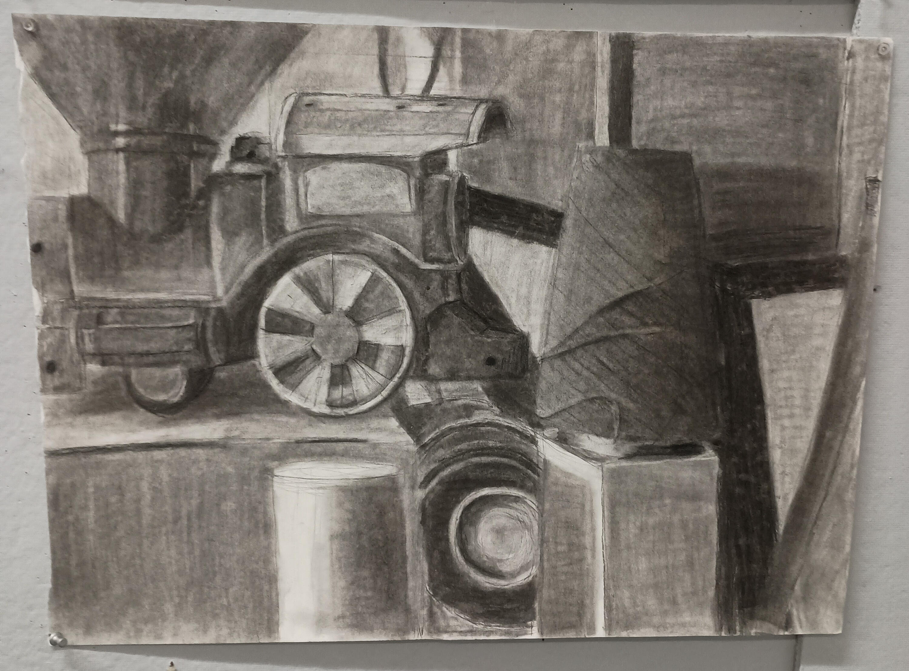 Charcoal still life study, Drawing I A study